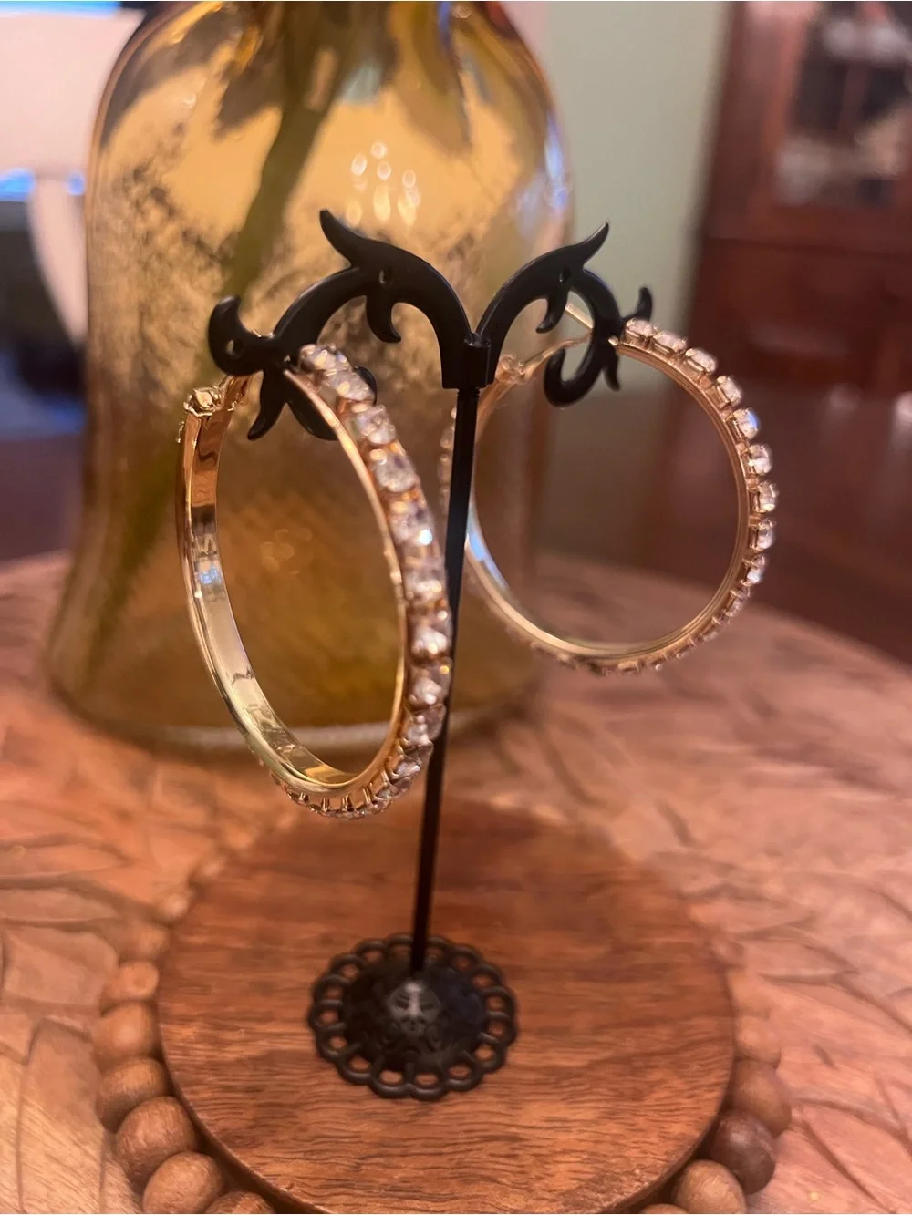 Sparkling Gold Hoop Earrings with Crystal Accents